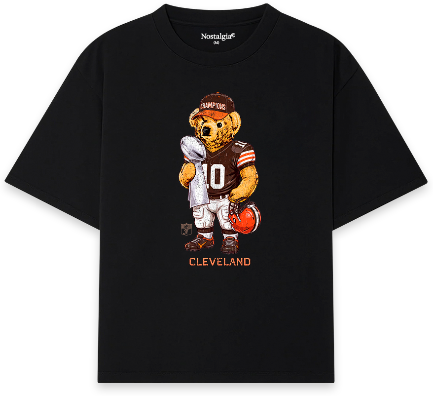 Cleveland Bear T-Shirt negra - Nostalgia Lab