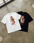 Cleveland Bear playeras negra y blanca flat lay - Nostalgia Lab