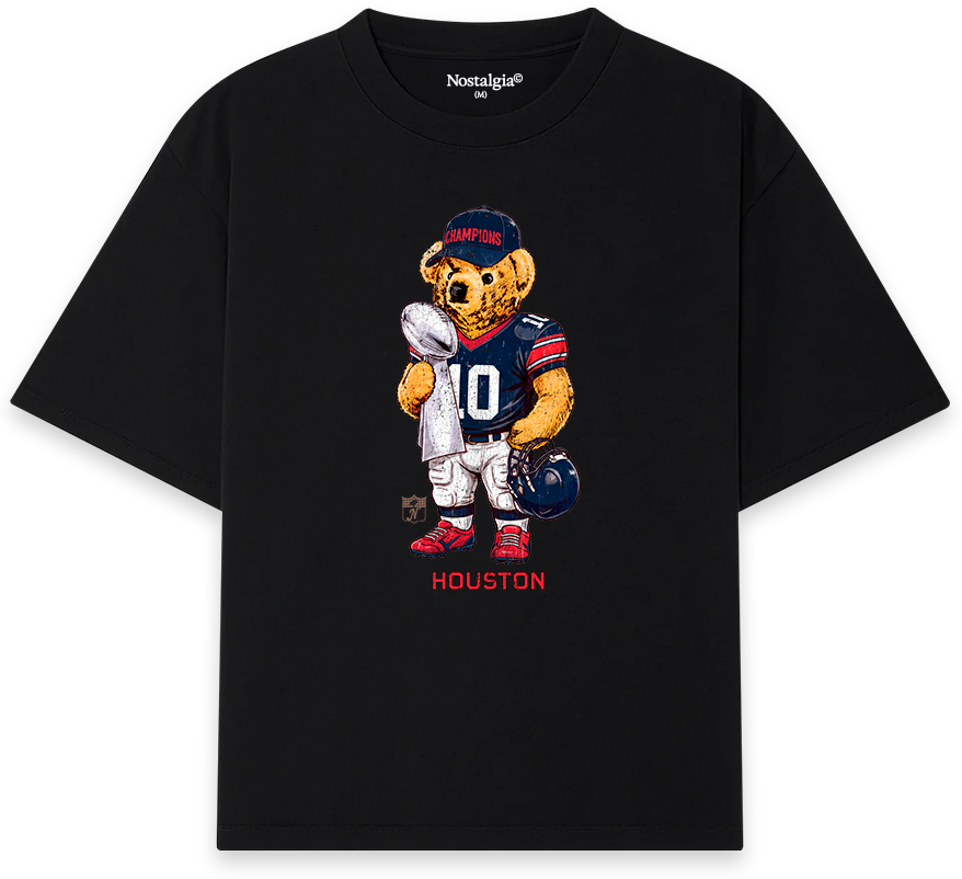 Houston Bear T-Shirt negra - Nostalgia Lab