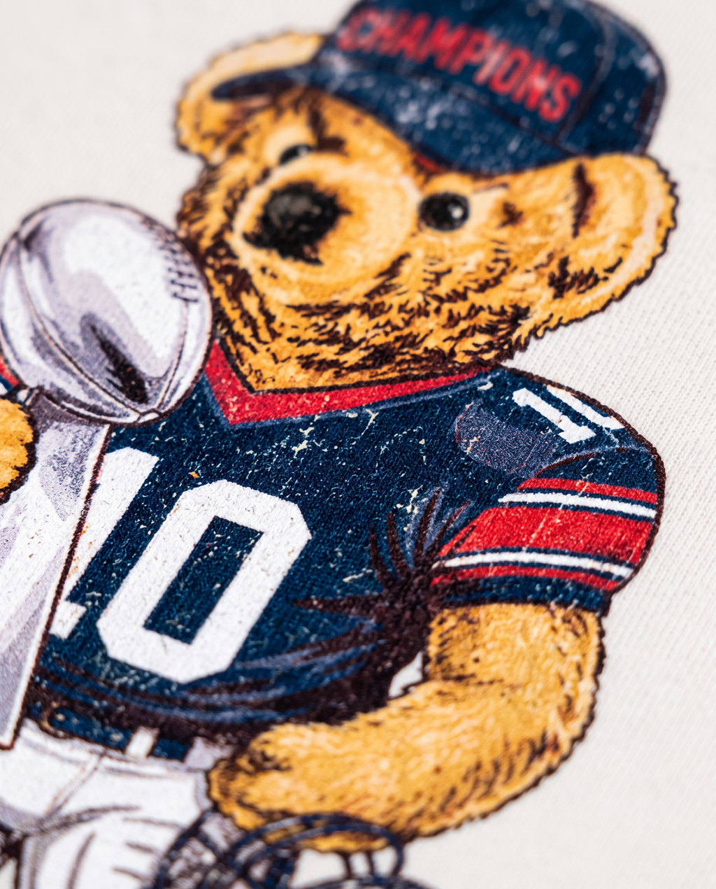 Houston Bear detalle del estampado DTG en algodón - Nostalgia Lab