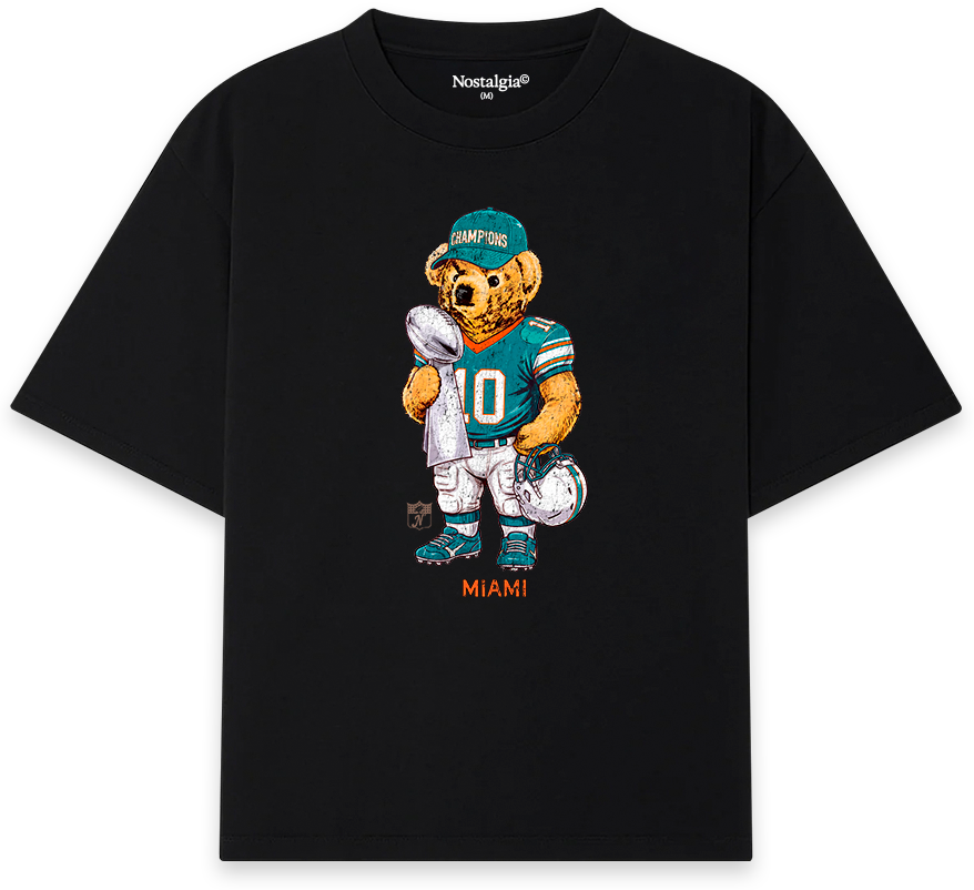 Miami Bear T-Shirt negra - Nostalgia Lab