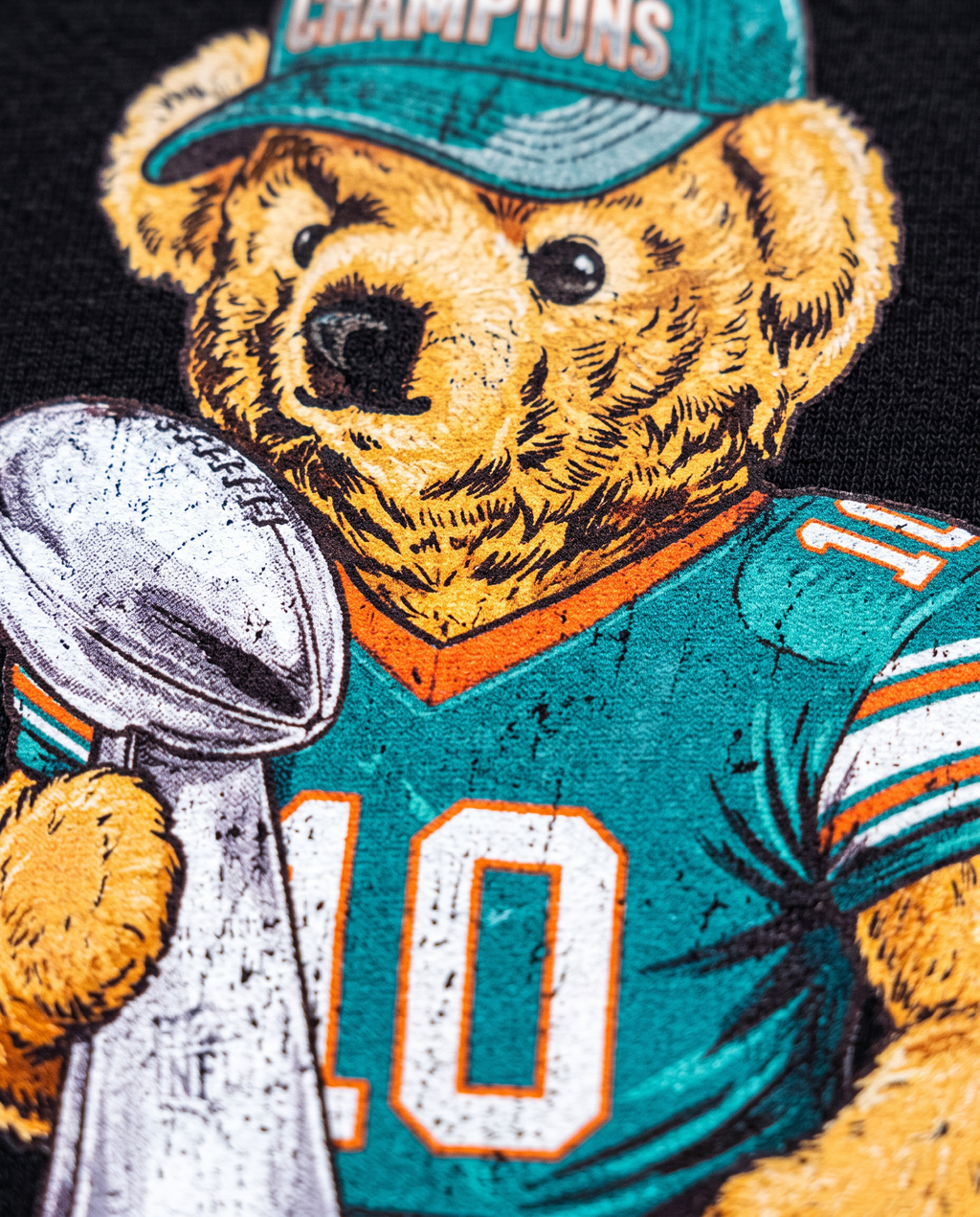 Miami Bear detalle del estampado DTG en algodón - Nostalgia Lab