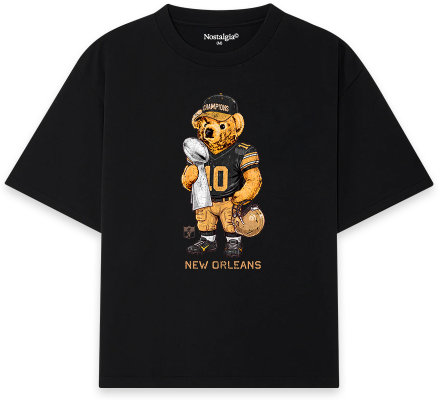 New Orleans Bear T-Shirt negra - Nostalgia Lab