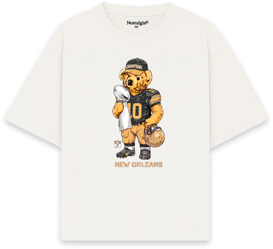New Orleans Bear T-Shirt blanca - Nostalgia Lab
