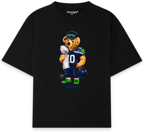 Seattle Bear T-Shirt negra - Nostalgia Lab