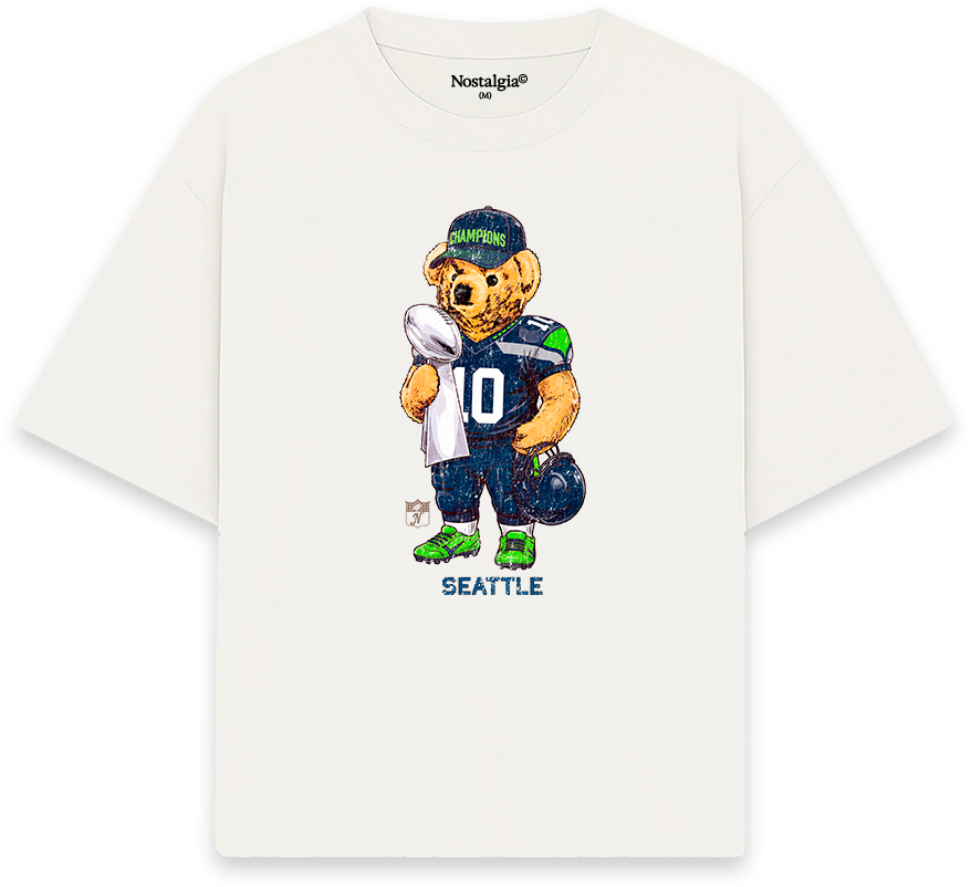 Seattle Bear T-Shirt blanca - Nostalgia Lab