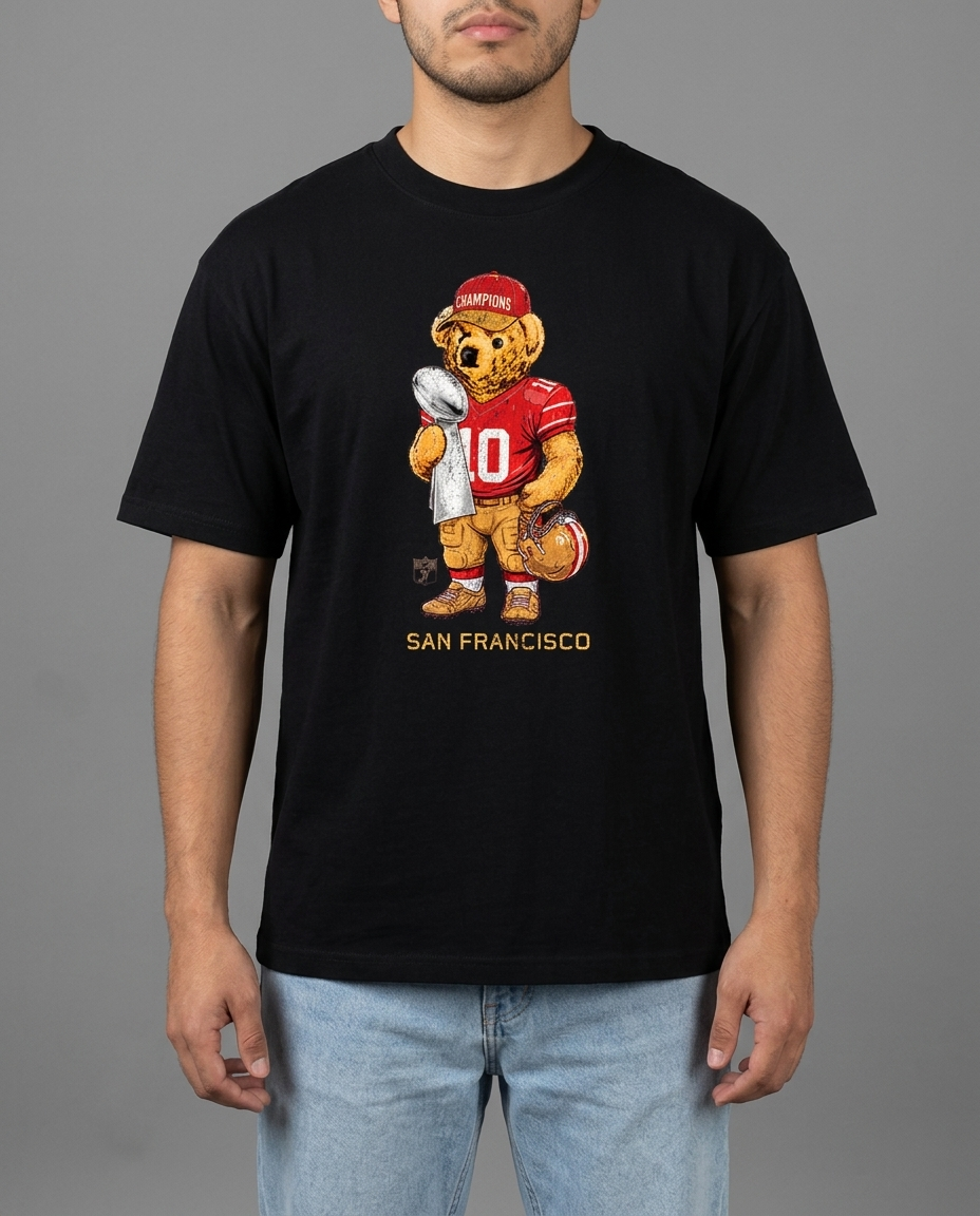 The Bay Bear playera negra con modelo - Nostalgia Lab