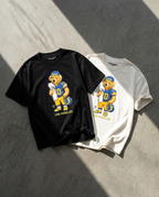 City of Angels Bear playeras negra y blanca flat lay - Nostalgia Lab