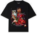 Camiseta negra de algodón 100% de Nostalgia Lab con estampado de Cristiano Ronaldo levantando el trofeo de la Eurocopa 2016. "The Last Dance".